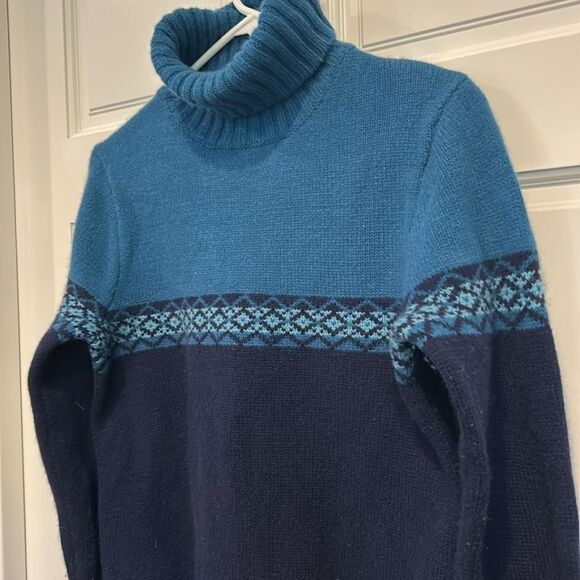 Eddie Bauer blue Nordic 100% wool turtleneck sweater size medium - Picture 3 of 9